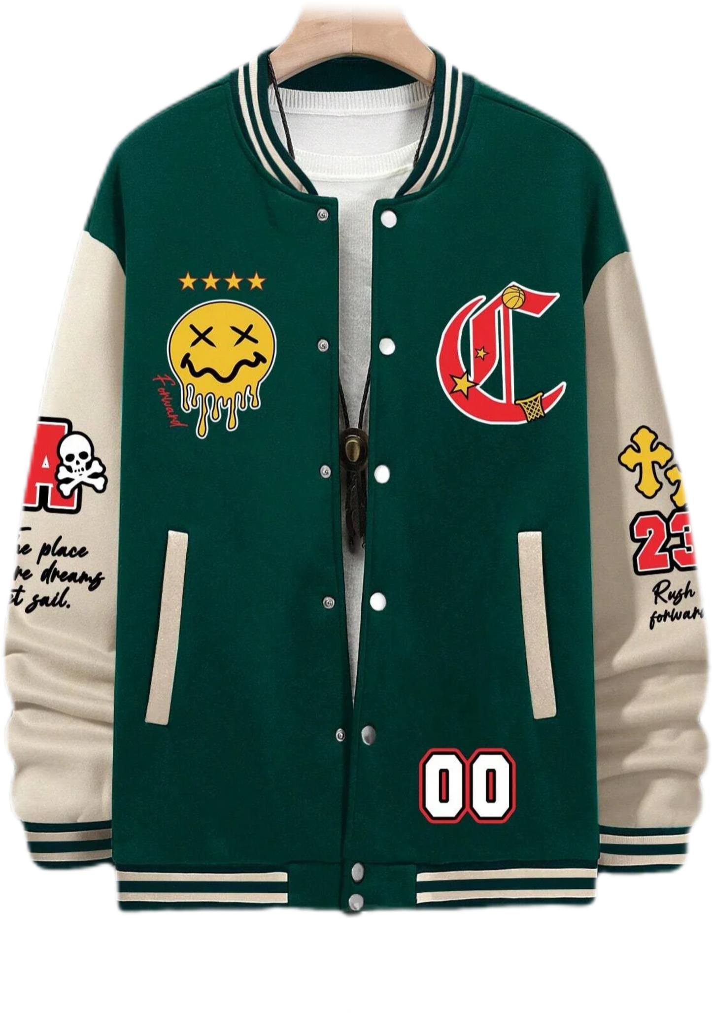 Graphic Cartoon Varsity Jacket